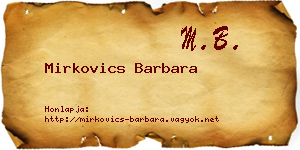 Mirkovics Barbara névjegykártya